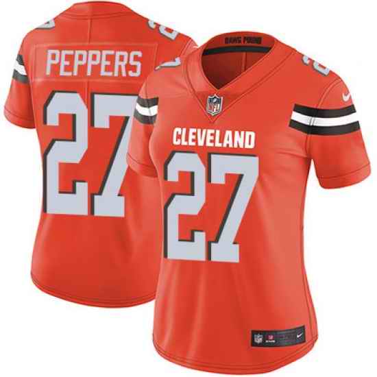 Nike Browns #27 Jabrill Peppers Orange Alternate Womens Stitched NFL Vapor Untouchable Limited Jersey
